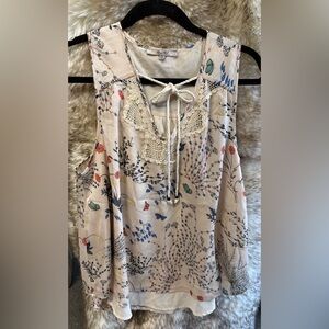 Miss Me Floral Sleeveless Top with Lace Detail